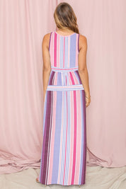 Women's Sleeveless Striped Maxi Dress