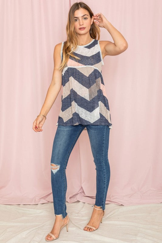 Women's Pom Pom Chevron Top