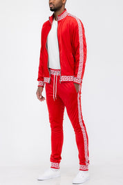 Women's Velour Track Set with Status Print