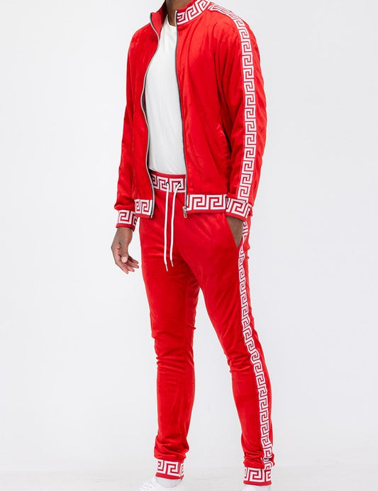 Women's Velour Track Set with Status Print