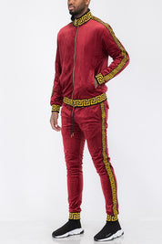 Women's Velour Track Set with Status Print