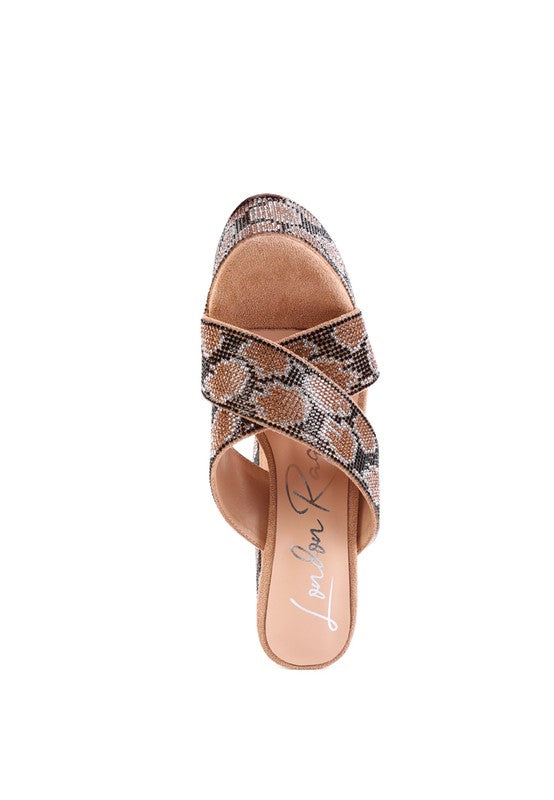 Women's High Platform Diamante Slide Sandals