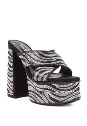 Women's High Platform Diamante Slide Sandals