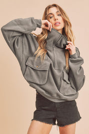 Women's Relaxed Fit Quarter-Zip Pullover with Utility Pockets