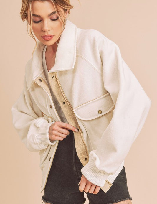 Women's Boxy Fit Cozy Bomber Jacket