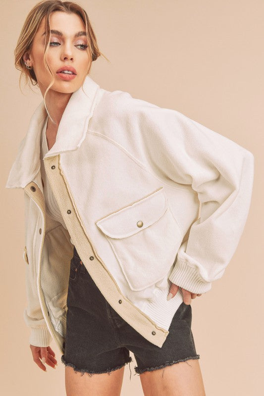 Women's Boxy Fit Cozy Bomber Jacket