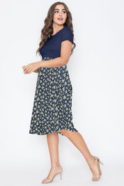 Short Sleeve Floral Midi Dress