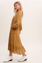 Women's Fitted Boho Maxi Woven Dress