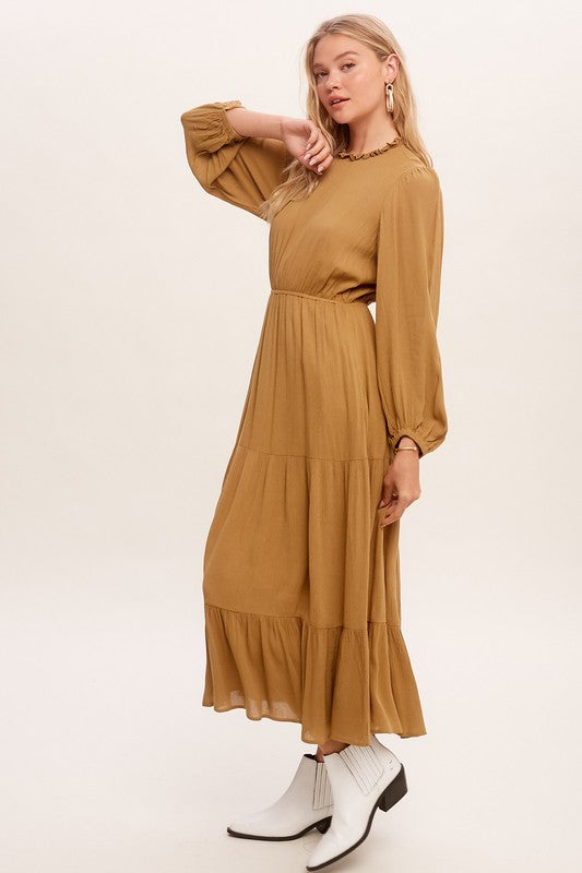 Women's Fitted Boho Maxi Woven Dress