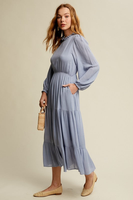 Women's Fitted Boho Maxi Woven Dress