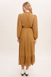 Women's Fitted Boho Maxi Woven Dress