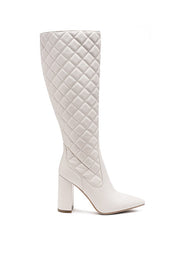 Women's Quilted Knee-High Block Heel Boots