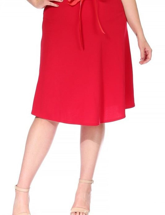 Plus size, solid, A-line, knee length skirt