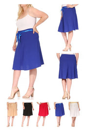 Plus size, solid, A-line, knee length skirt