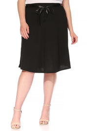 Plus size, solid, A-line, knee length skirt