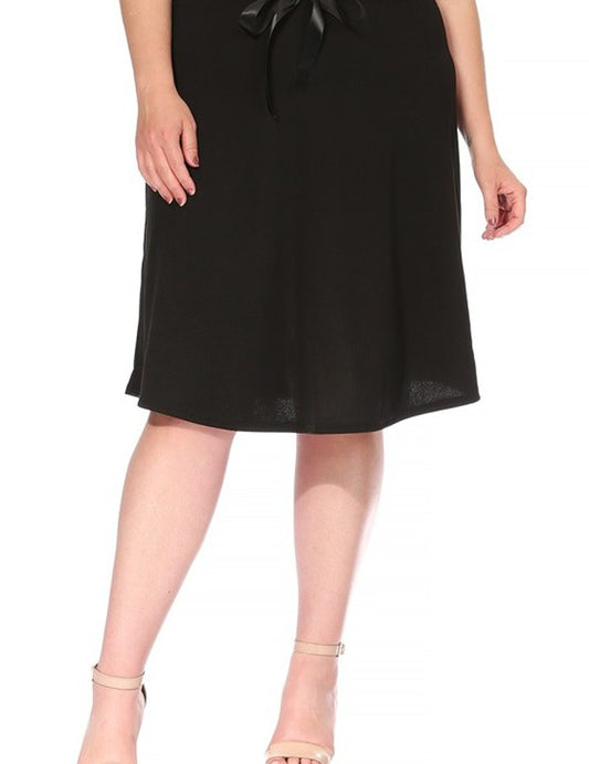 Plus size, solid, A-line, knee length skirt