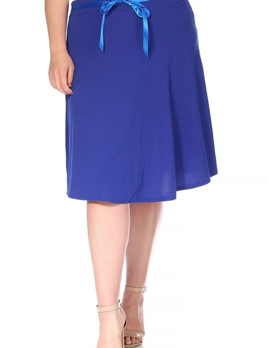 Plus size, solid, A-line, knee length skirt