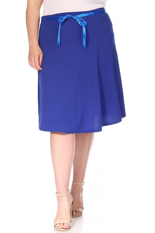 Plus size, solid, A-line, knee length skirt