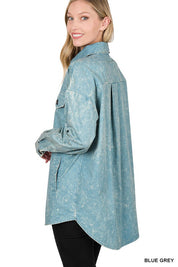 Women's Loose Fit Vintage Washed Cotton Shacket