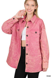 Women's Loose Fit Vintage Washed Cotton Shacket