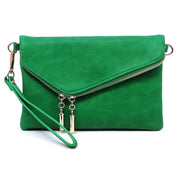 Women's Faux Leather Foldover Clutch with Detachable Strap