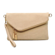 Women's Faux Leather Foldover Clutch with Detachable Strap