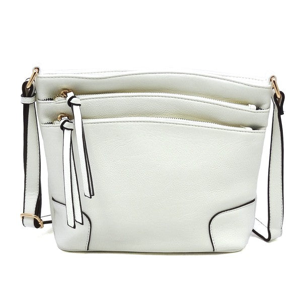 Women's Faux Leather Multi Zip Pocket Crossbody Bag