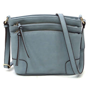 Women's Faux Leather Multi Zip Pocket Crossbody Bag