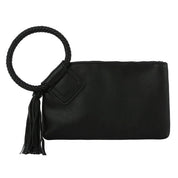 Women's Faux Leather Tassel Wristlet Clutch