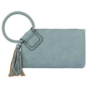 Women's Faux Leather Tassel Wristlet Clutch