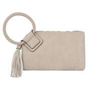 Women's Faux Leather Tassel Wristlet Clutch