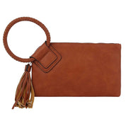 Women's Faux Leather Tassel Wristlet Clutch