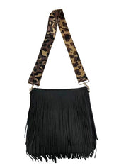 Women's Suede Fringe Bucket Handbag with Magnetic Closure