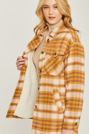 Women's Oversized Plaid Woven Long Sleeve Shacket