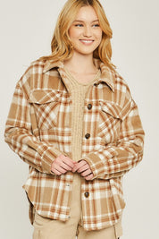 Women's Casual Plaid Long Sleeve Shacket