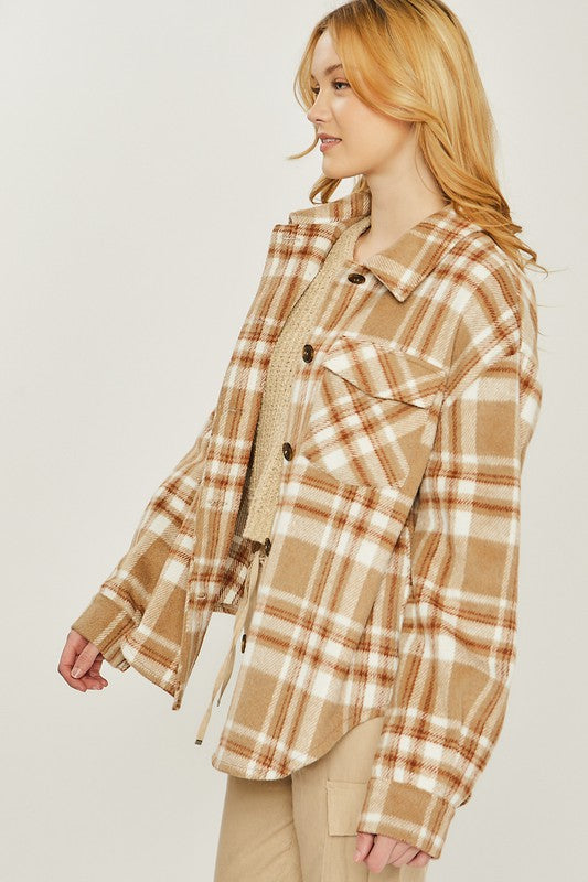 Women's Casual Plaid Long Sleeve Shacket