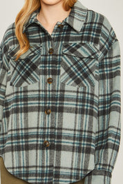 Women's Casual Plaid Long Sleeve Shacket