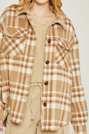 Women's Casual Plaid Long Sleeve Shacket