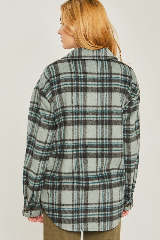 Women's Casual Plaid Long Sleeve Shacket