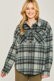 Women's Casual Plaid Long Sleeve Shacket