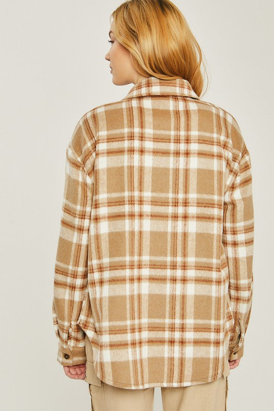 Women's Casual Plaid Long Sleeve Shacket