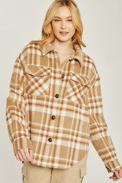 Women's Casual Plaid Long Sleeve Shacket