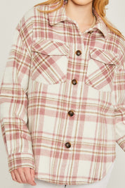 Women's Casual Plaid Long Sleeve Shacket