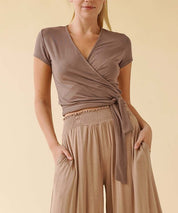 Women's Bamboo Wrap Crop Cap Sleeve