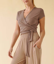 Women's Bamboo Wrap Crop Cap Sleeve