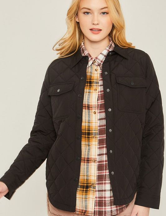 Woven Solid Bust Pocket Shacket