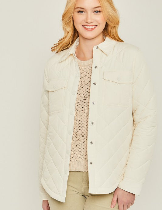 Woven Solid Bust Pocket Shacket