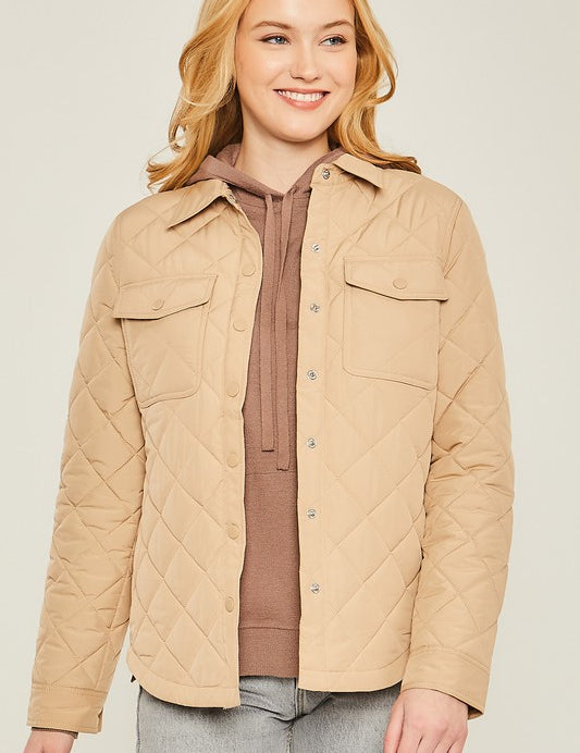 Woven Solid Bust Pocket Shacket