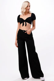 Women's High Waist Vintage Flare Wide Leg Jeans