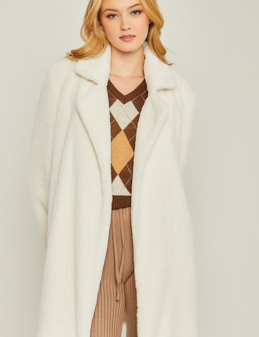 Woven Solid Teddy Collar Coat